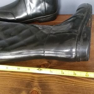 hunter plaid rain boots